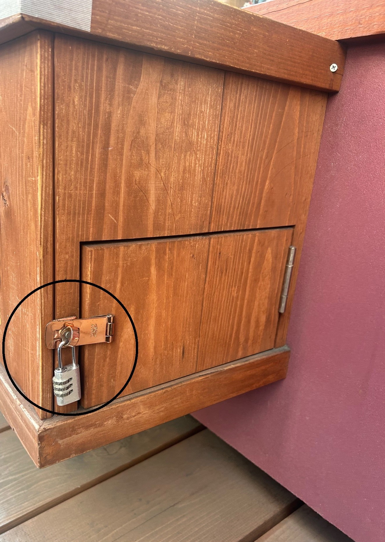 ストロング掛金　FC 光沢銅メッキ　ダイヤル南京錠　賽銭箱　防犯　寺社仏閣